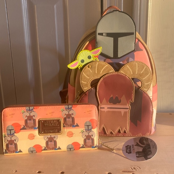 Loungefly Handbags - Loungefly Star Wars Backpack and Wallet Set - Pink and Brown